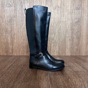 Lauren Ralph Lauren Black Leather Knee-High Riding Style Boots